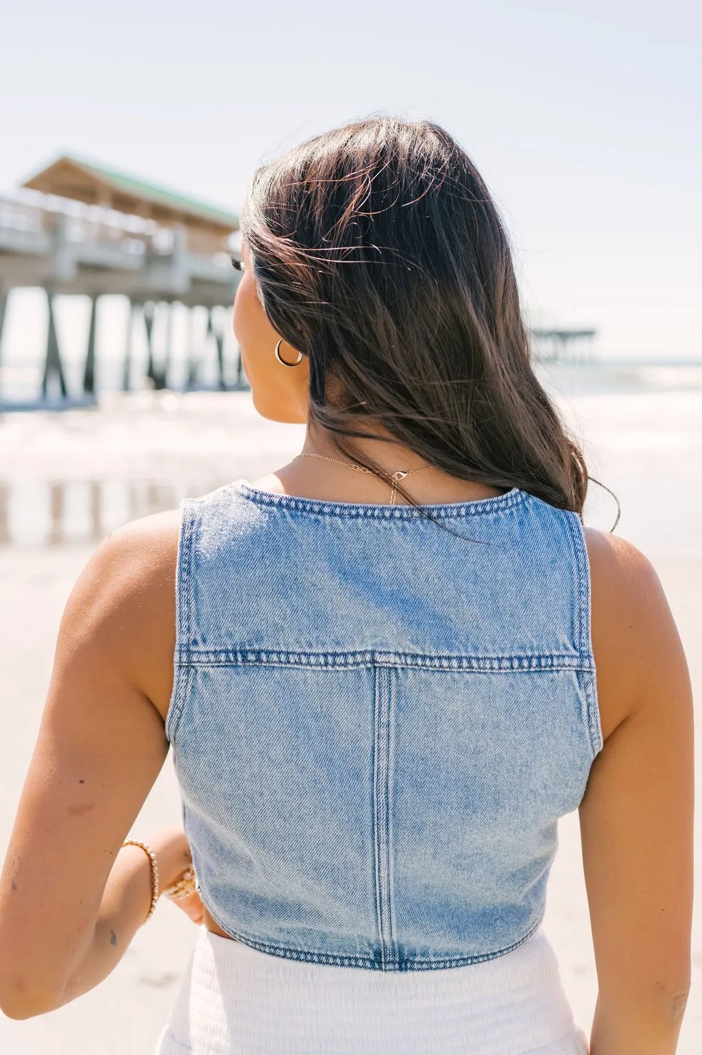 Denim Button Up Vest