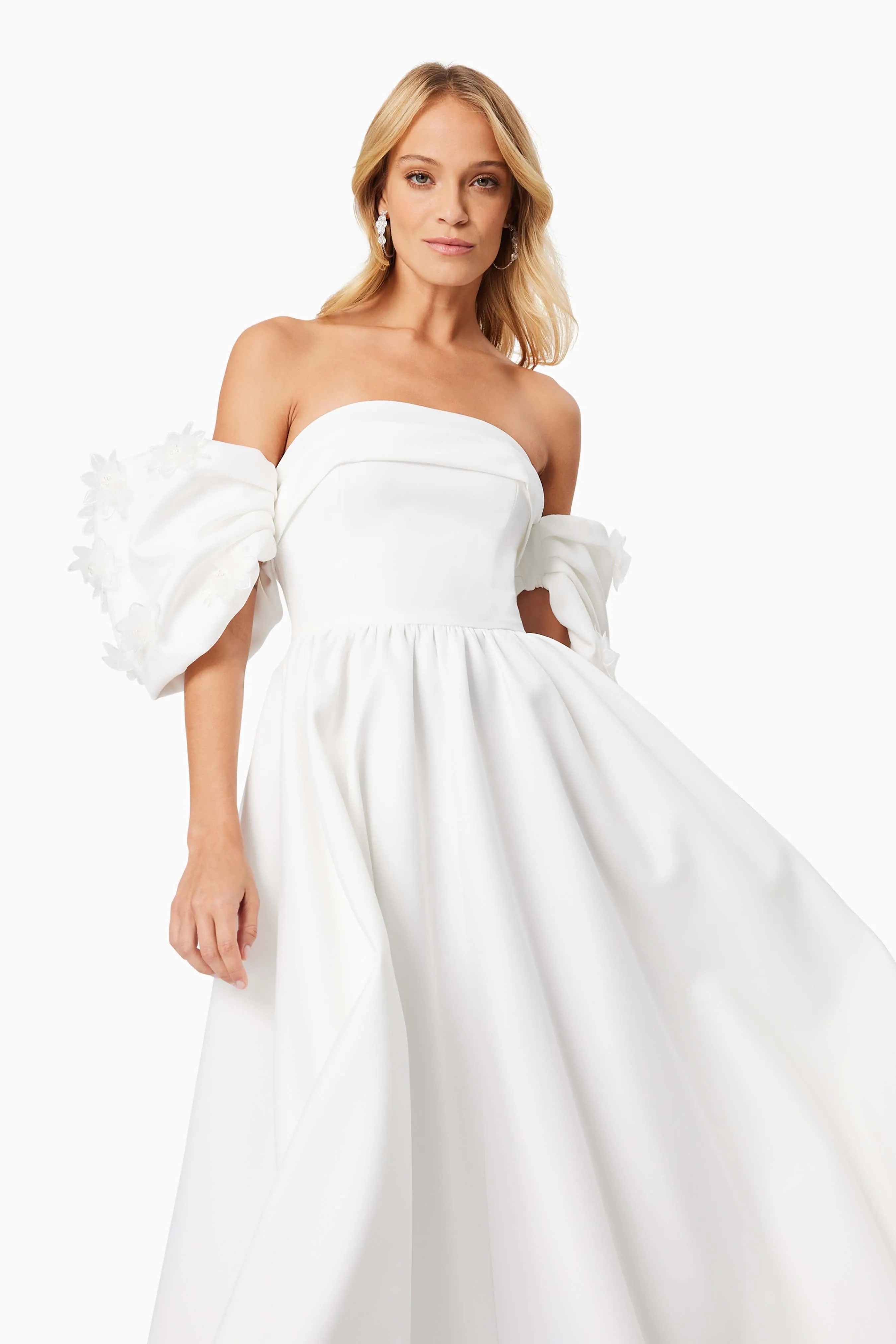 Destiny Off Shoulder Midi Dress in White