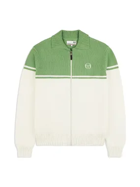 Donato Knit Track Jacket- Gardenia/ Jade Green