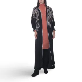 Embroidery with Elastic Caps Sleeve Abaya