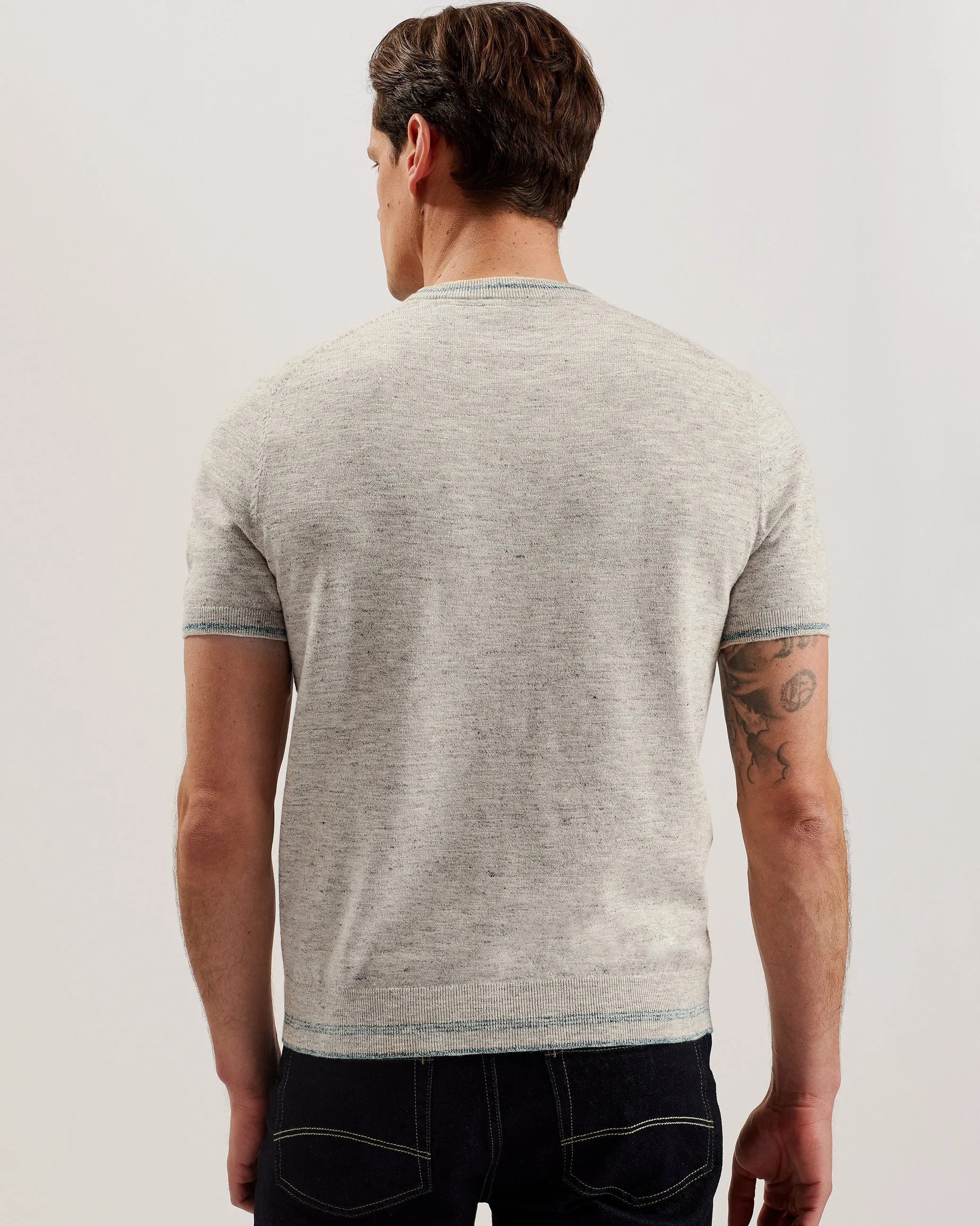 Eriks Ss Regular Textured Front T-Shirt Natural