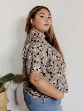 Eve Plus Size Top - Monochrome Quilt