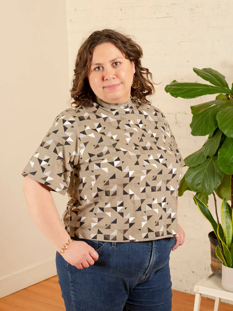 Eve Plus Size Top - Monochrome Quilt