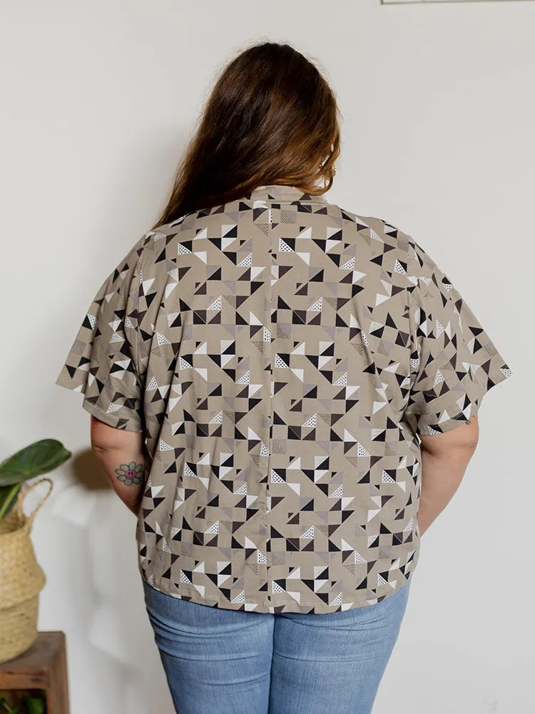 Eve Plus Size Top - Monochrome Quilt