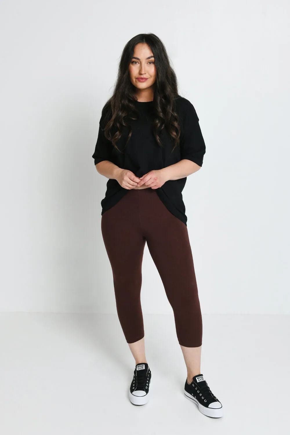 Everyday Cropped Leggings - Chocolate Brown