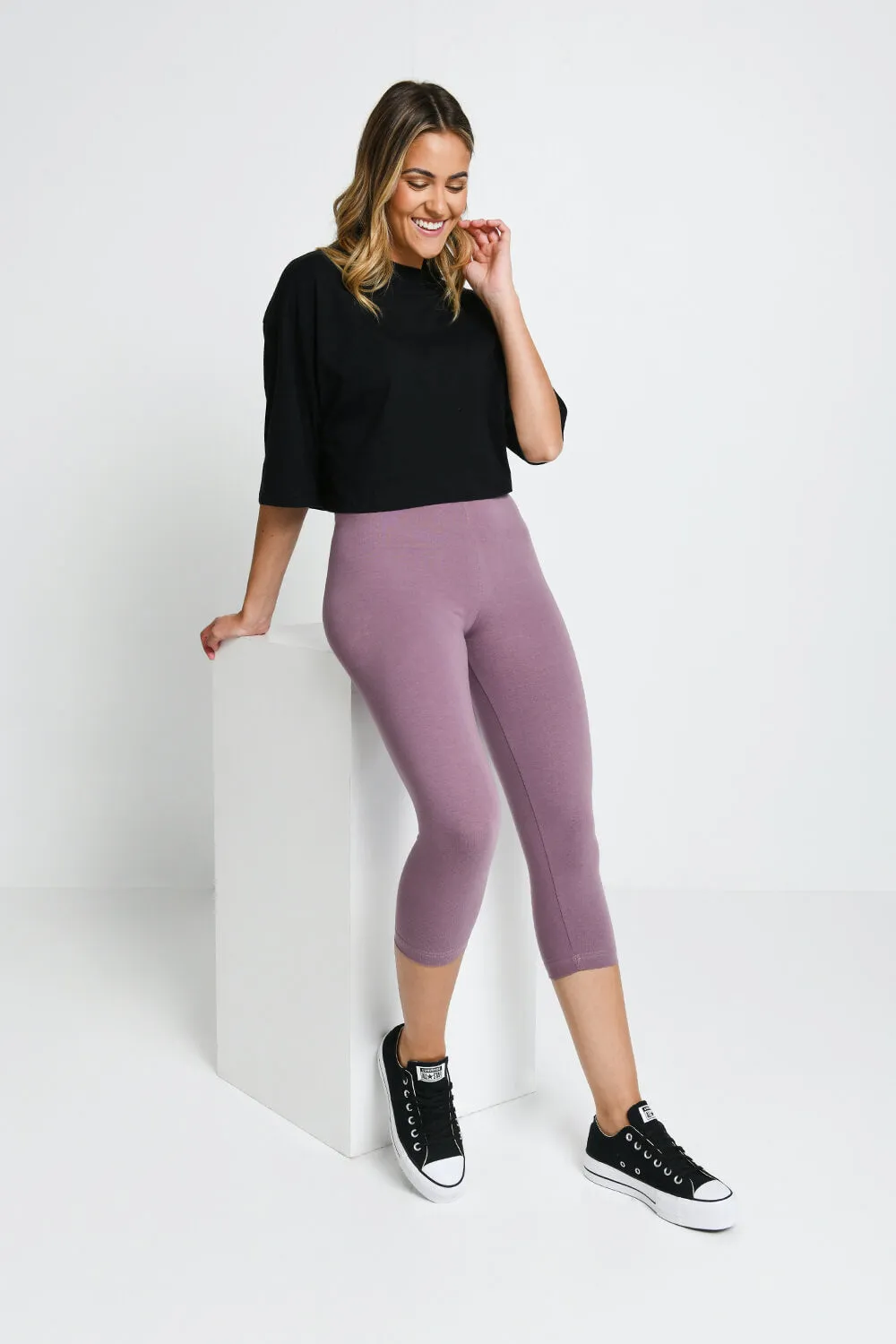 Everyday Cropped Leggings - Elderberry Purple