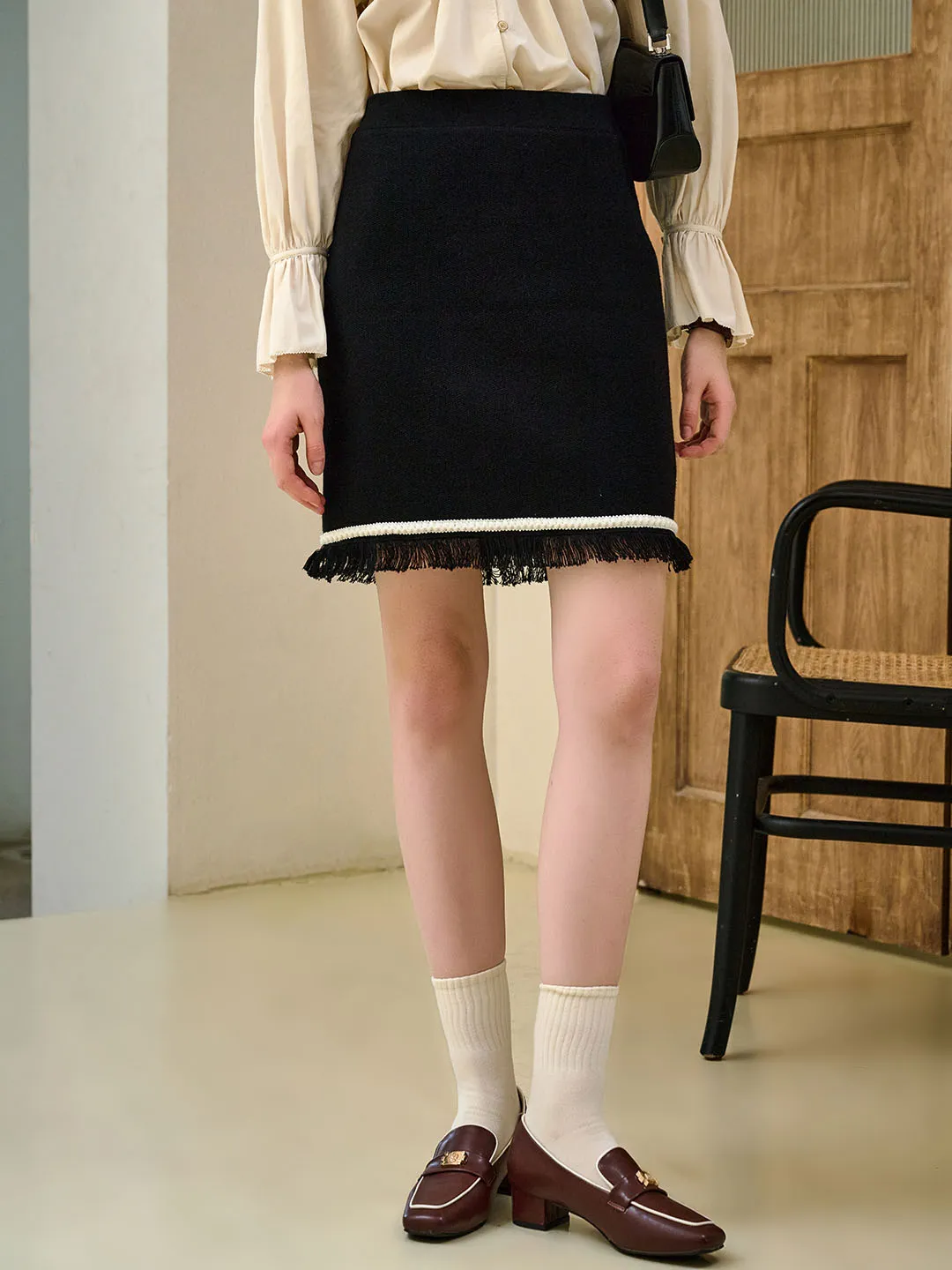 【Final Sale】Rosalee Elegant Contrast Knit Skirt