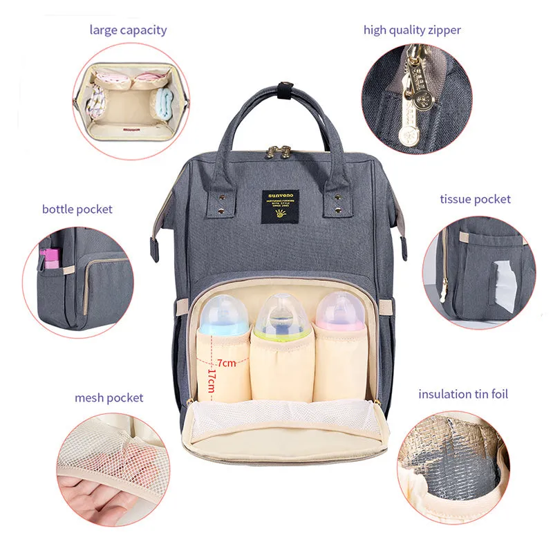 Fish-Openning Diaper Bag Backpack