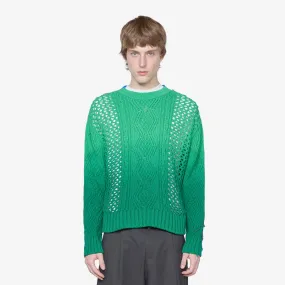 Fisherman Intarsia Crewneck Sweater Green