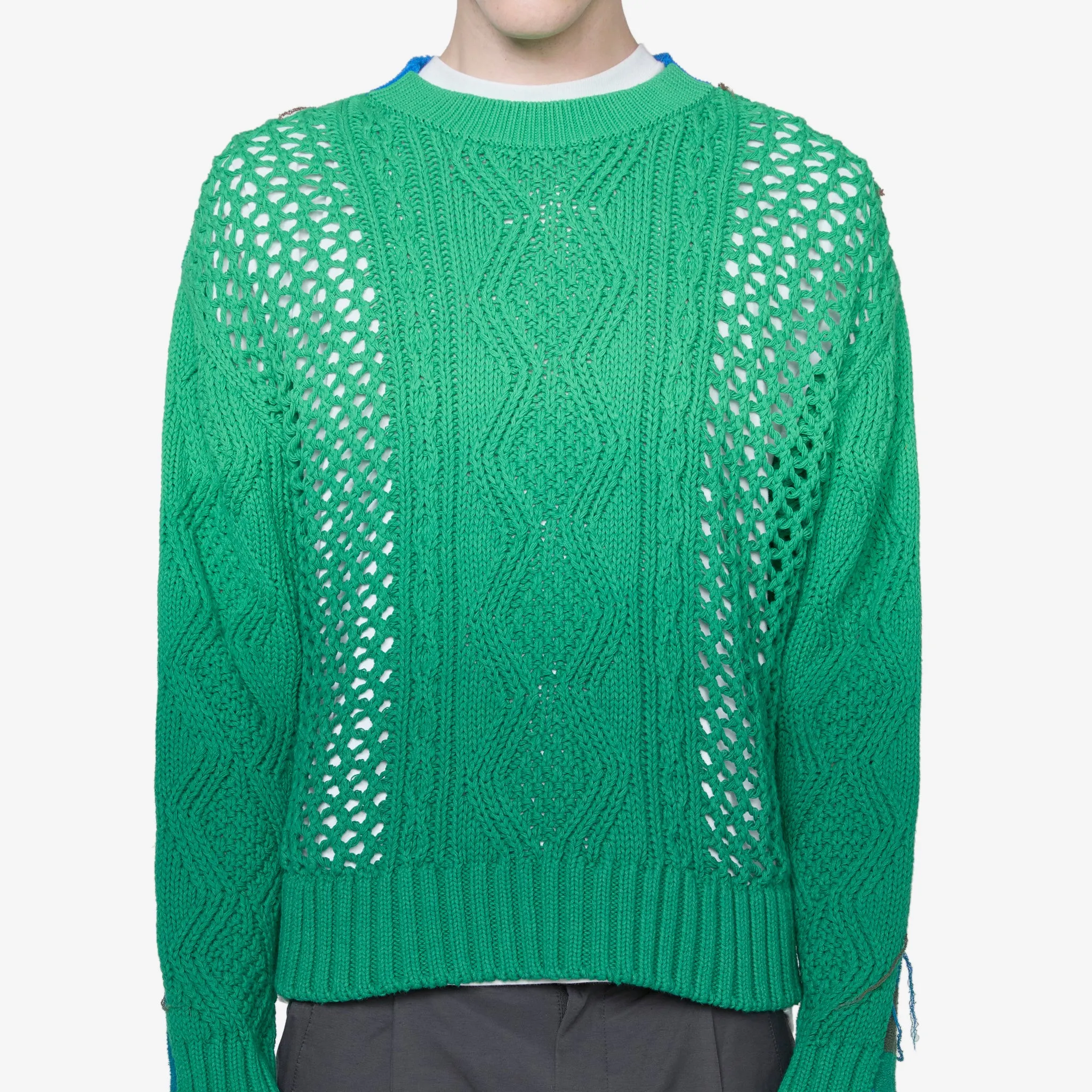 Fisherman Intarsia Crewneck Sweater Green