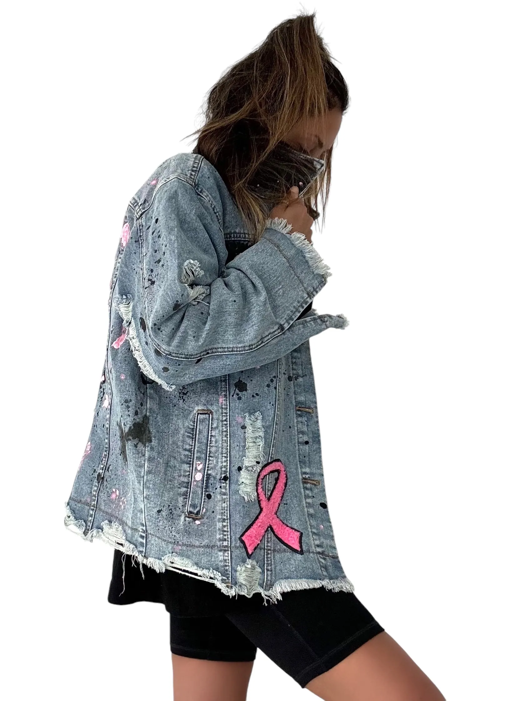 'Fk Cancer' Patch & Paint Jacket