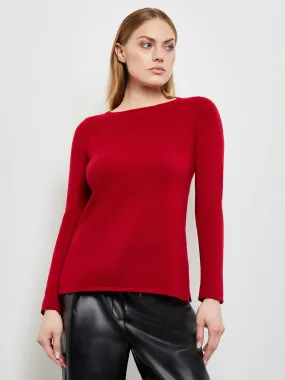 Floral Shimmer Cashmere Tunic, Classic Red