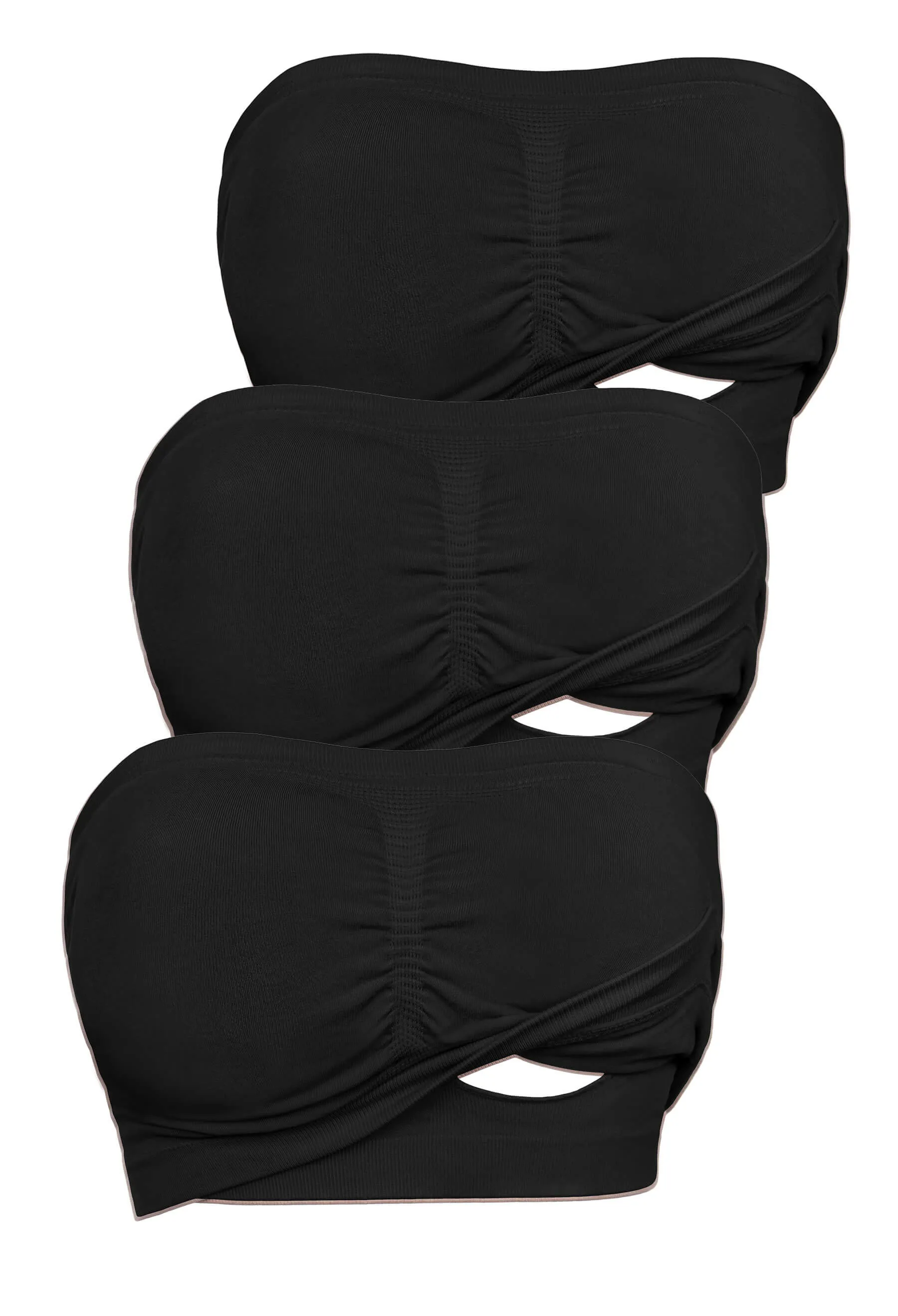 Full Bust Bamboo Strapless Maternity & Nursing Wire Free ﻿Bra - 3 Pack