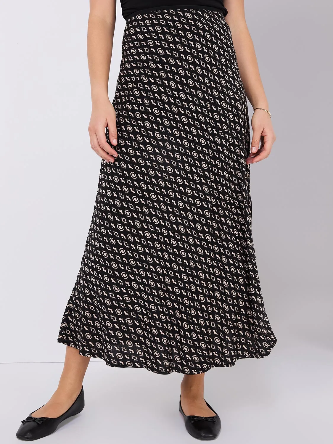 Geo Print A-Line Skirt