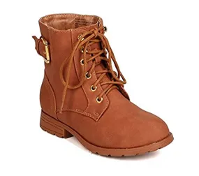 Girls Gianna-918 Military Style Lace-Up Combat Dress Boots