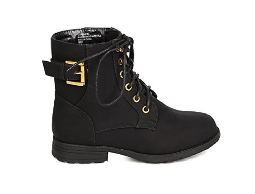 Girls Gianna-918 Military Style Lace-Up Combat Dress Boots