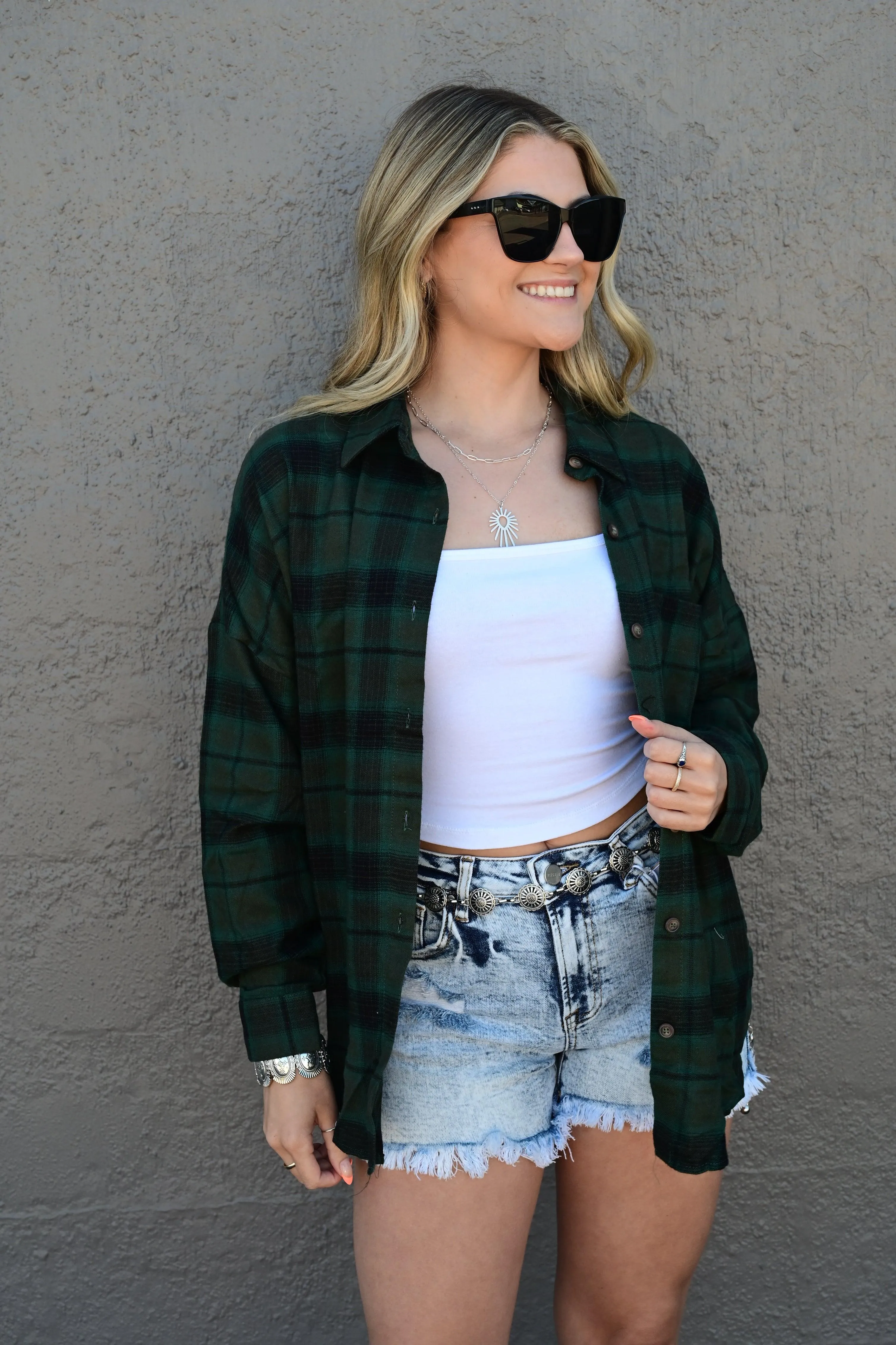 Golden Aura Plaid Top