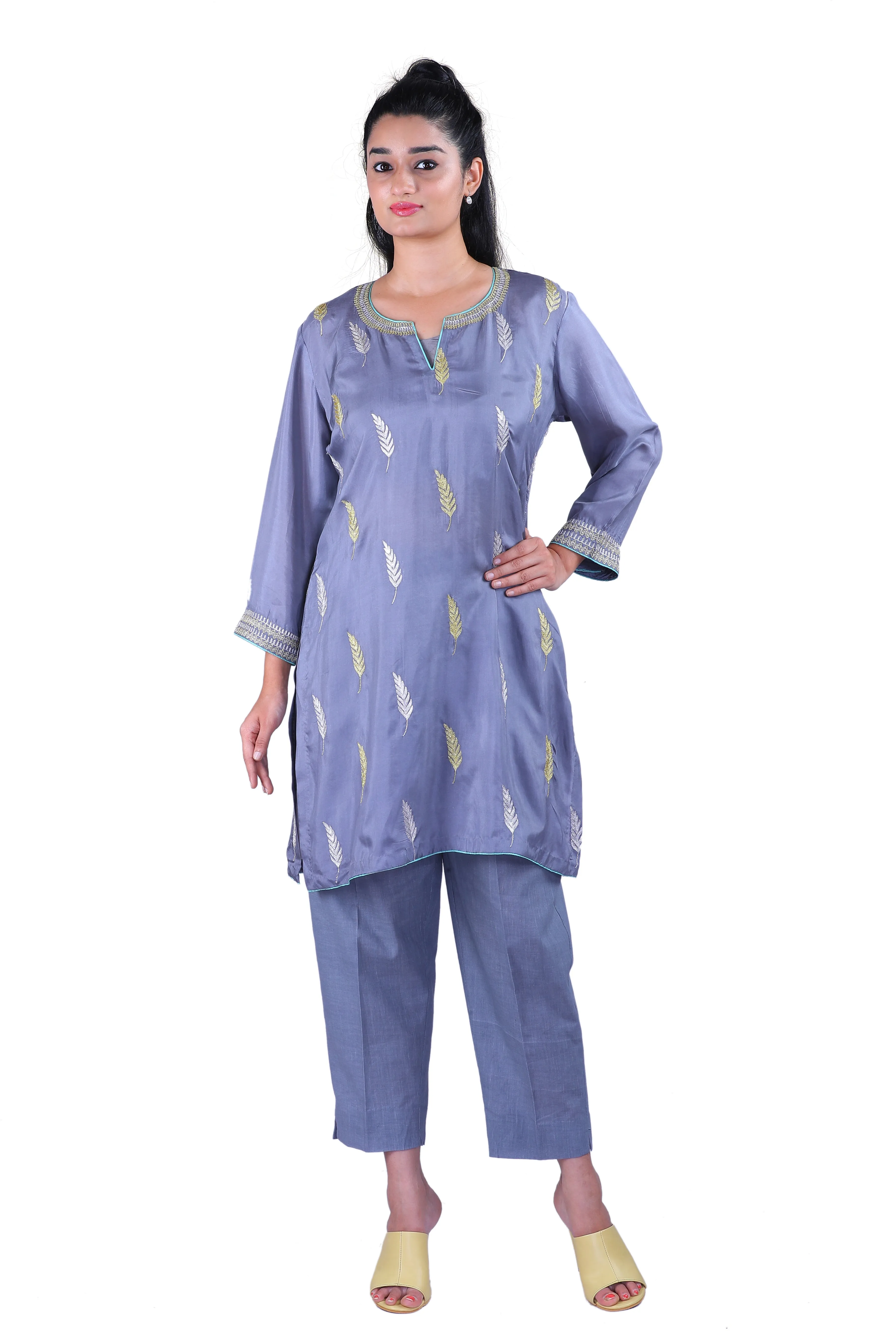 Grey Soft Silk kurta