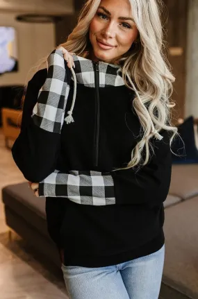 HalfZip Hoodie - Checks Out Black