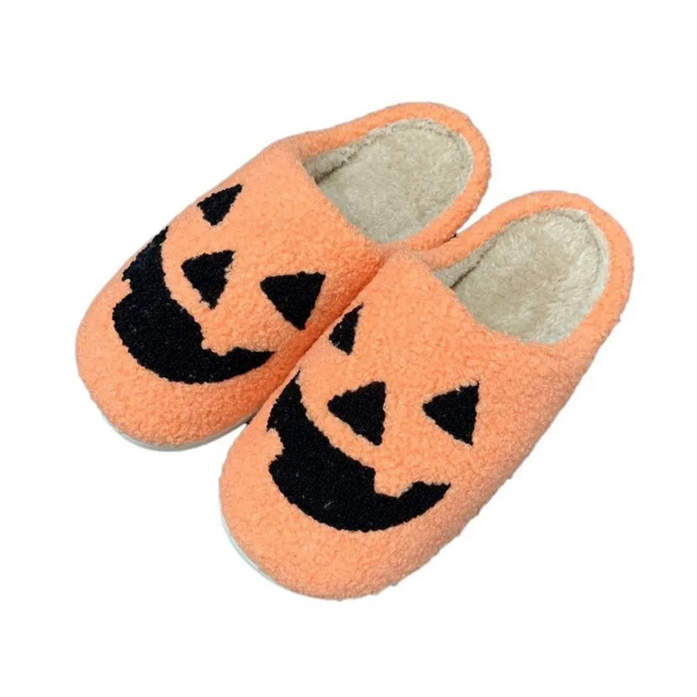 Halloween Slippers Halloween Yellow Pumpkin Shoes Comfortable Soft Home Cotton Slippers