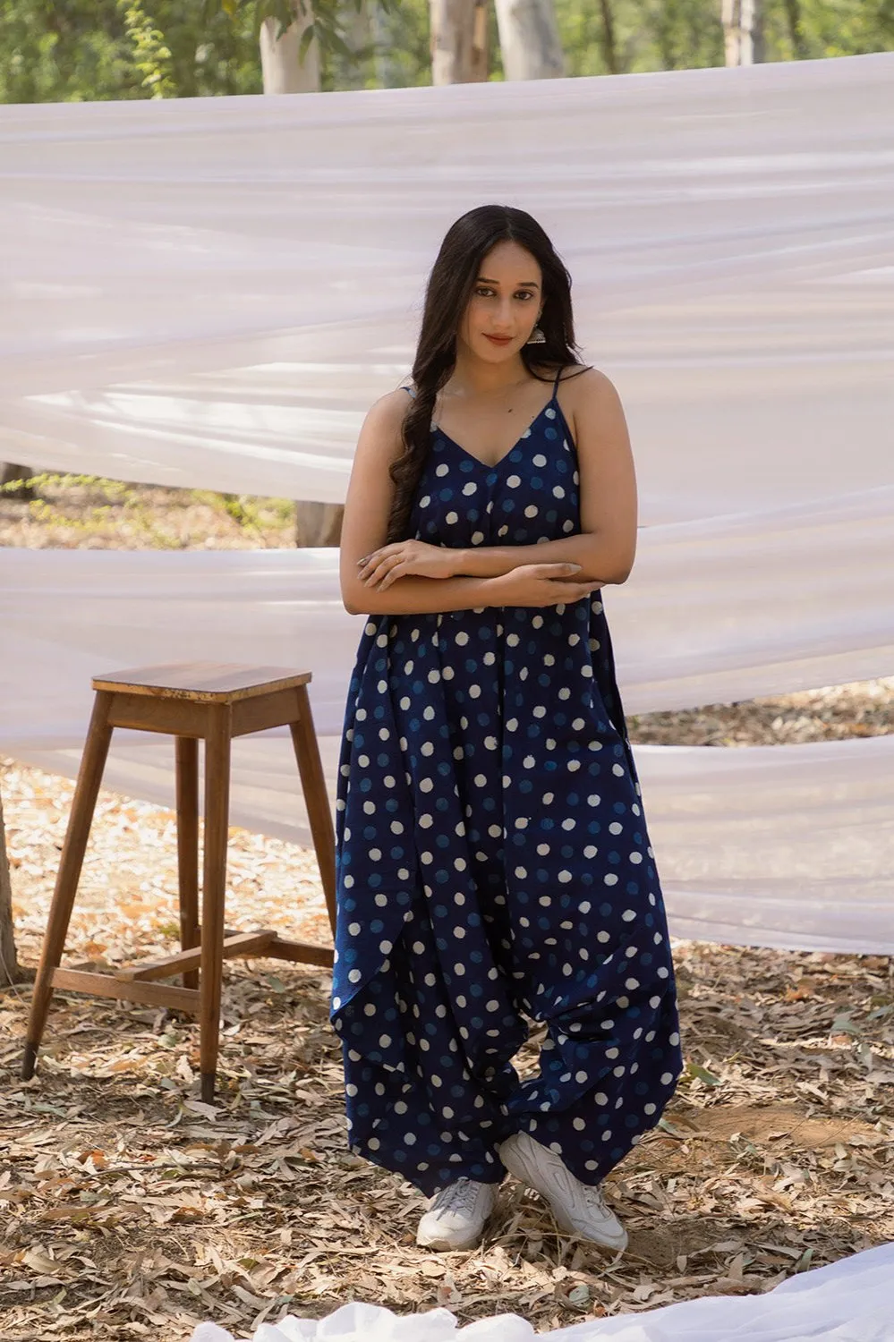 Handblock Cotton Indigo Jumpsuit