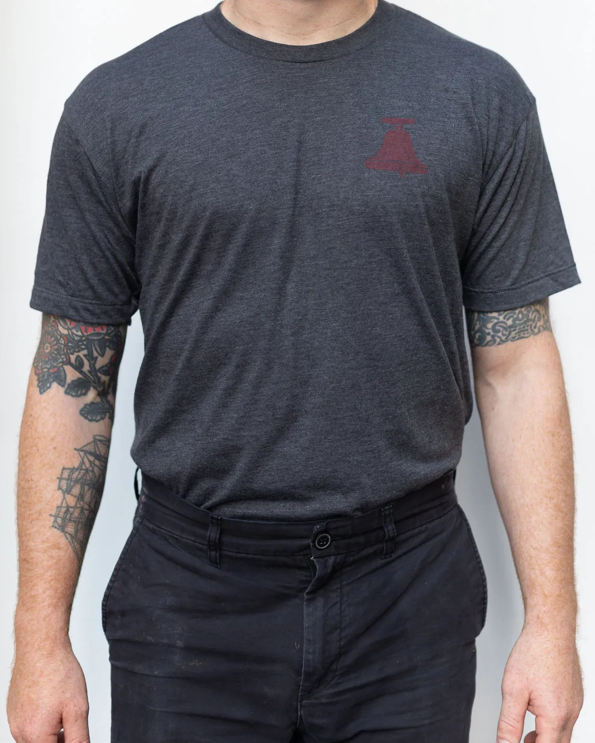 Heathered Grey tee with Bell Logo