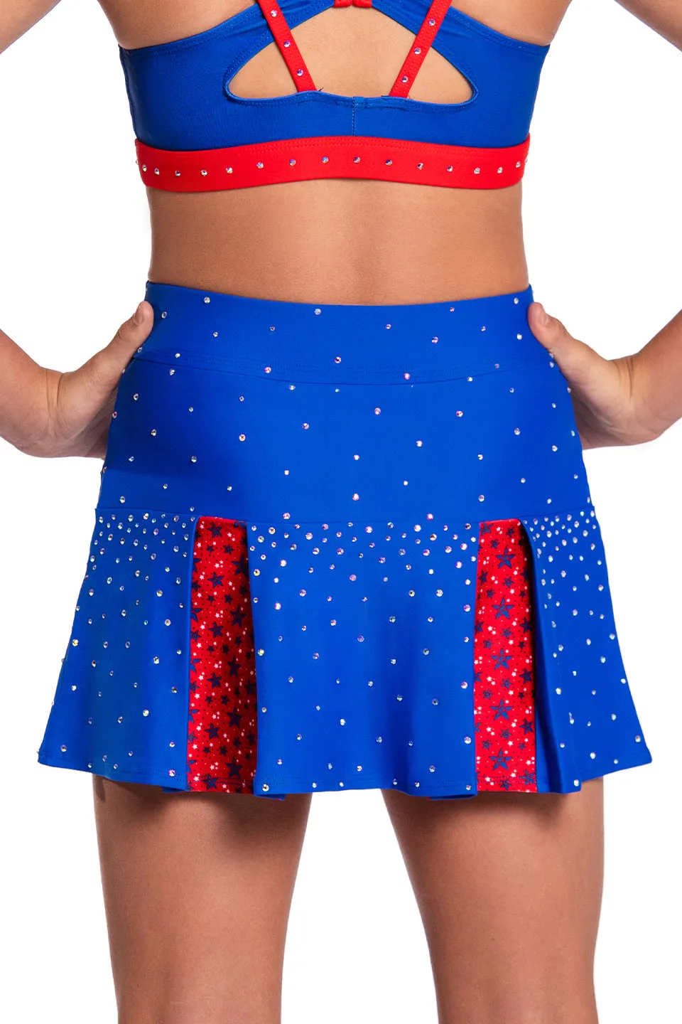 High Rise Pleated Skirt in Star Spangled