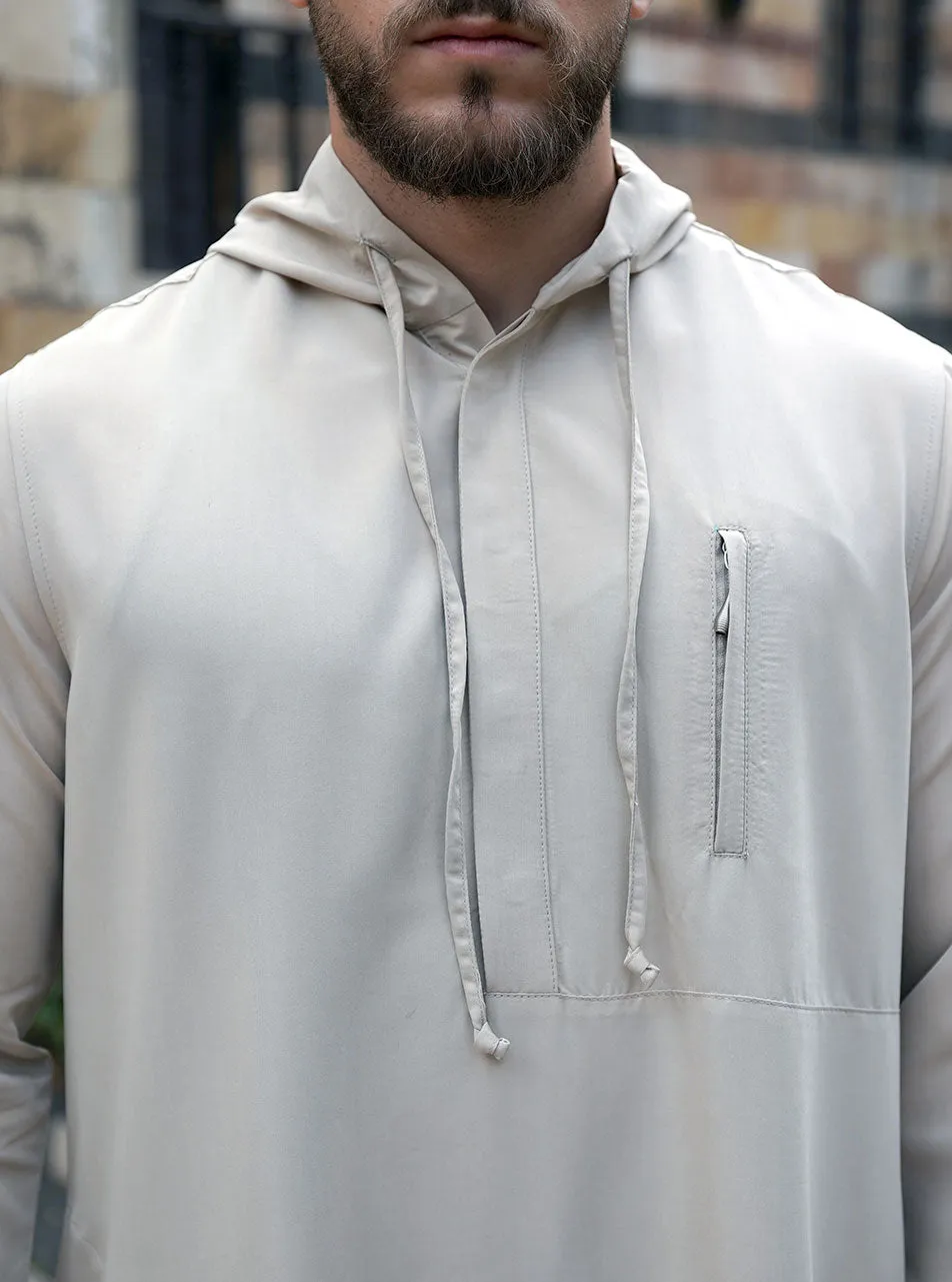 Hooded Thobe with Zipper Pocket