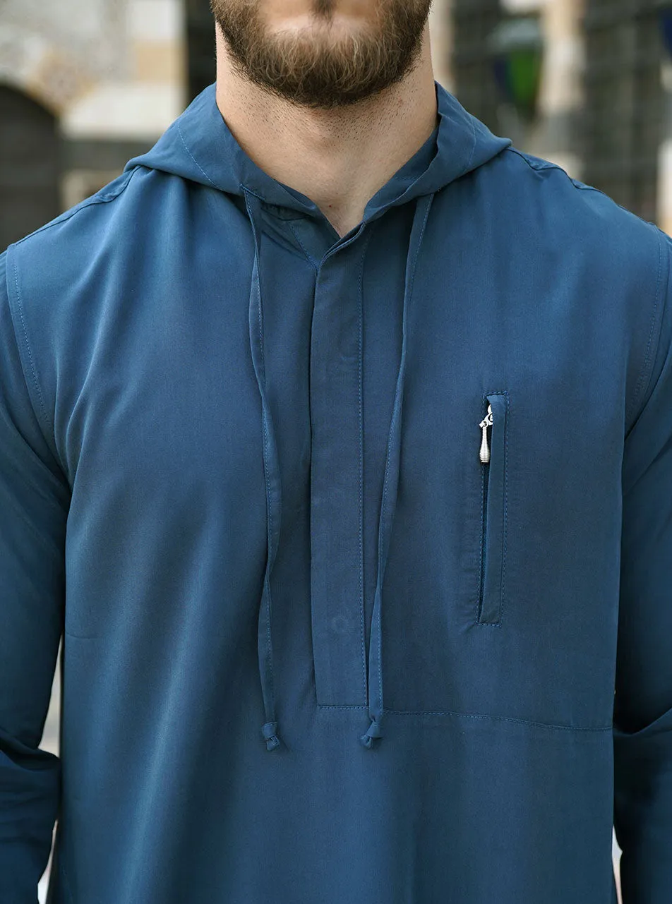 Hooded Thobe with Zipper Pocket