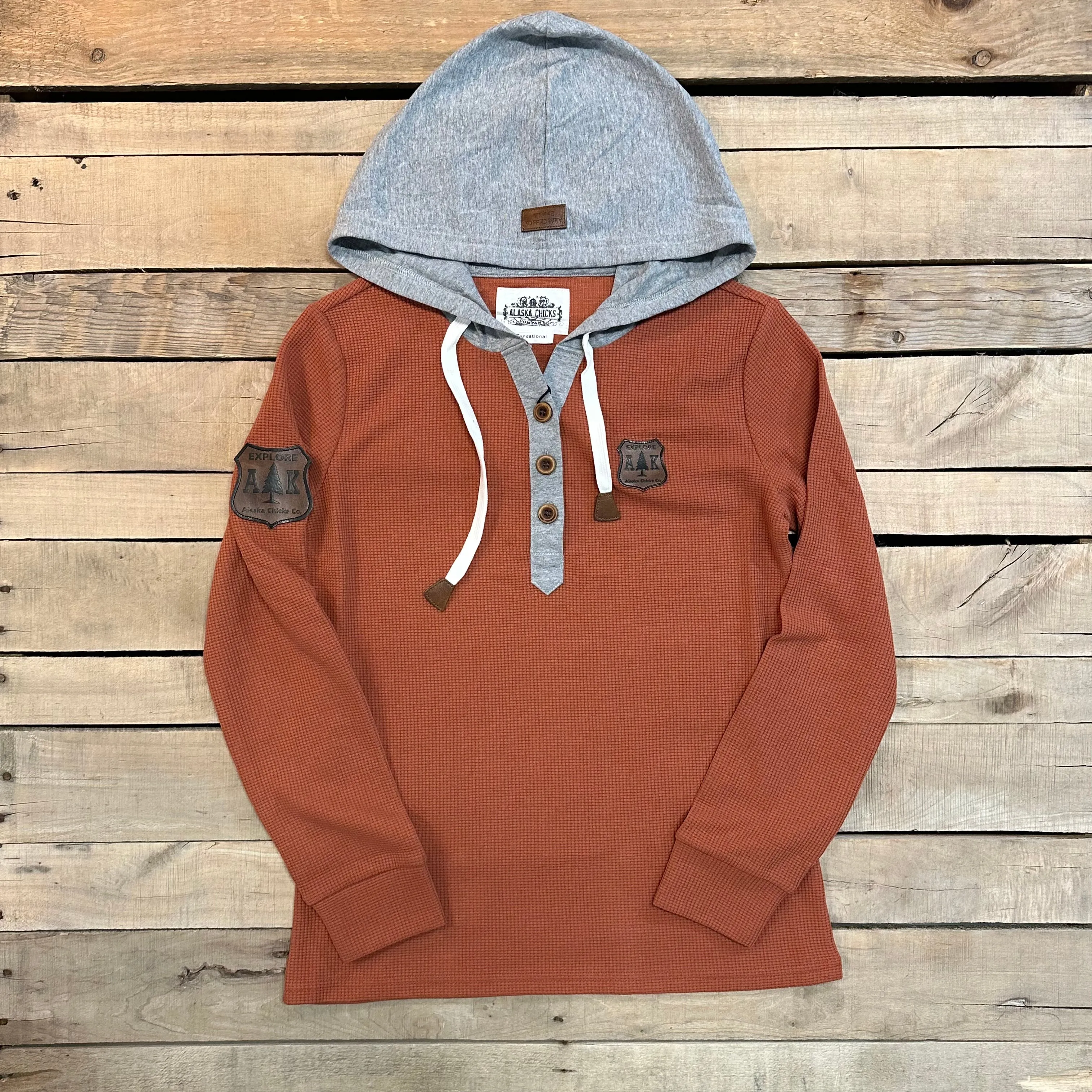 Hooded Waffle Henley