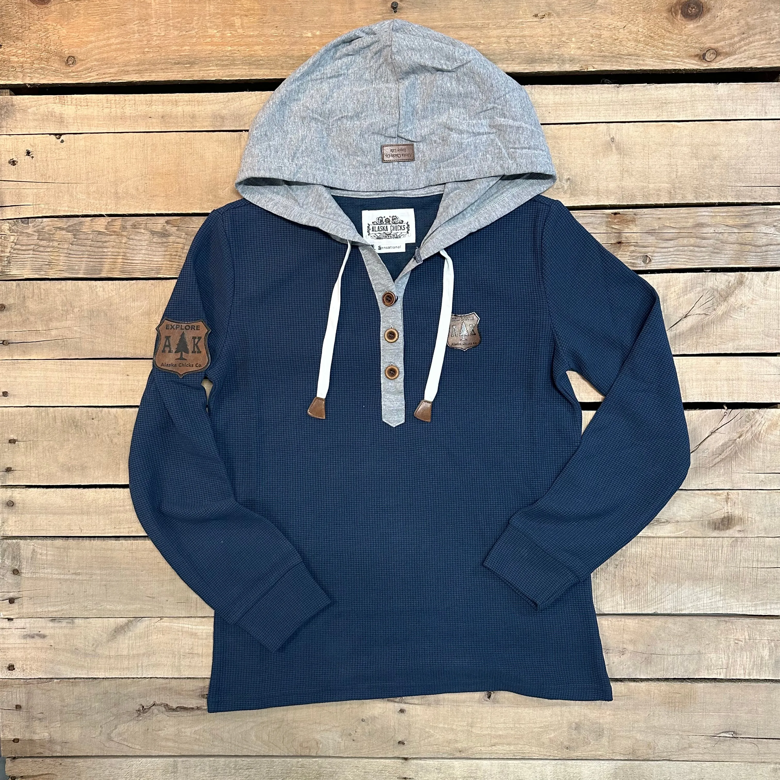 Hooded Waffle Henley