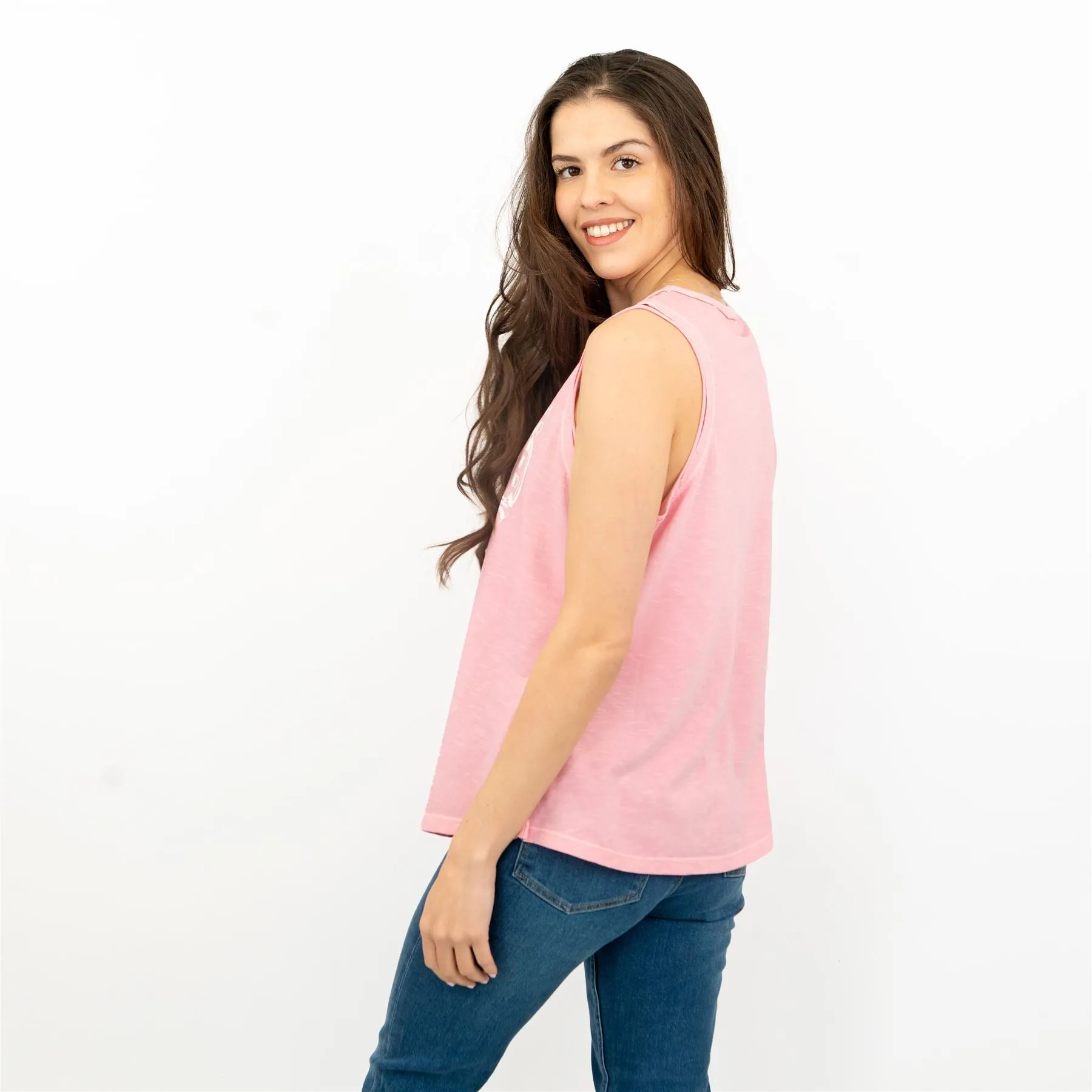 Hush Pink Vest Round Neck Cotton Sleeveless Tops