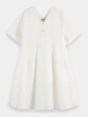 Kids - Lace detail crinkle cotton midi dress