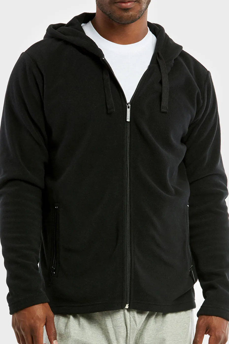 KNOCKER MEN'S POLAR FLEECE ZIPPER HOODIE (PFH2000_BLACK)