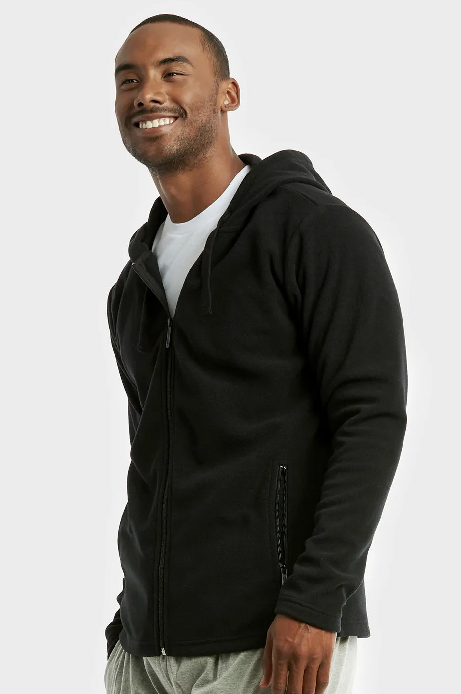 KNOCKER MEN'S POLAR FLEECE ZIPPER HOODIE (PFH2000_BLACK)