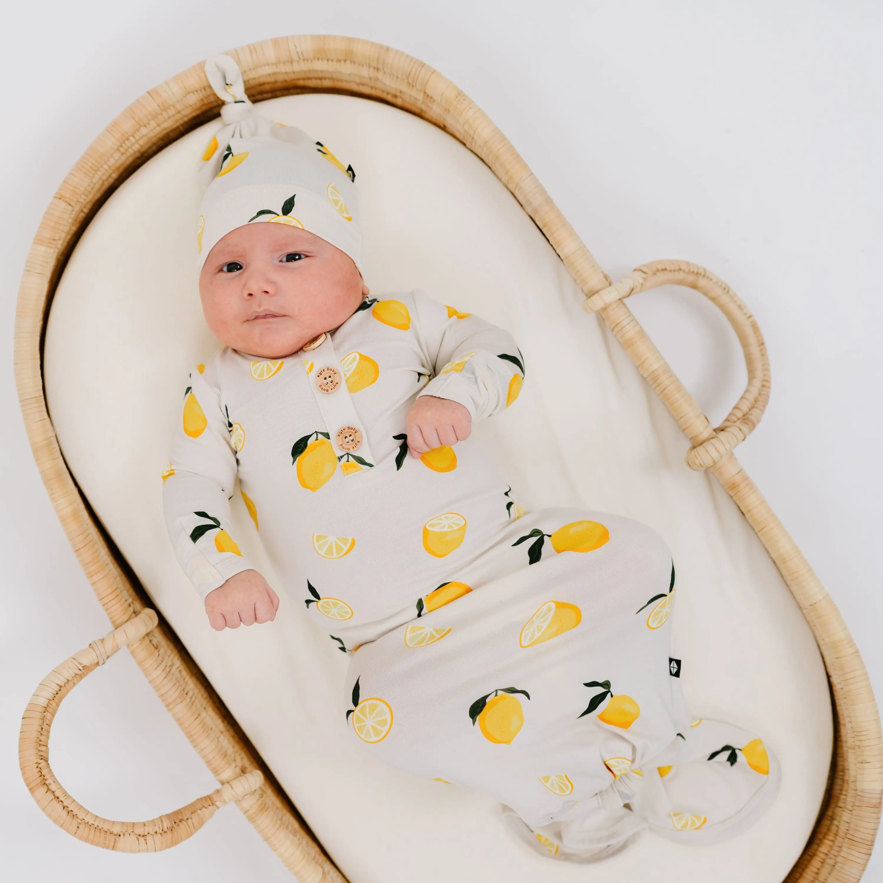 Knotted Gown with Hat Set in Lemon