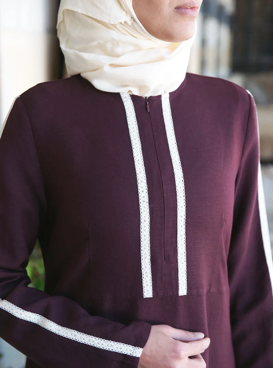 Lace Trim Jersey Abaya