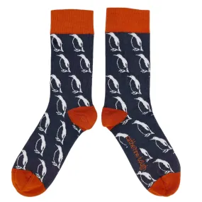 Ladies Slate Grey Penguin Organic Cotton Ankle Socks