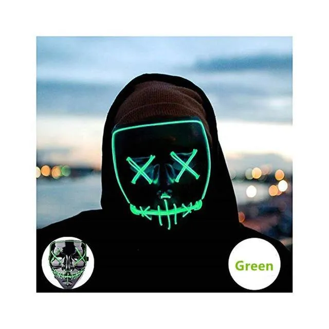 LED Neon Guy Fawkes Mask