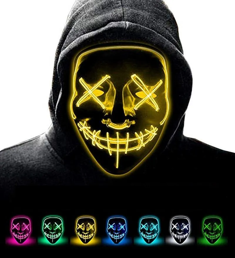 LED Neon Guy Fawkes Mask