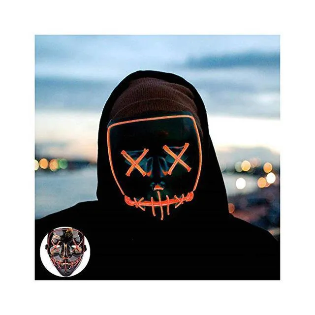 LED Neon Guy Fawkes Mask