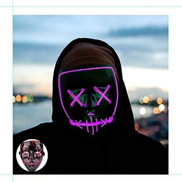 LED Neon Guy Fawkes Mask