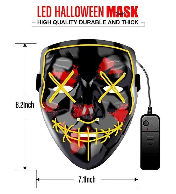 LED Neon Guy Fawkes Mask