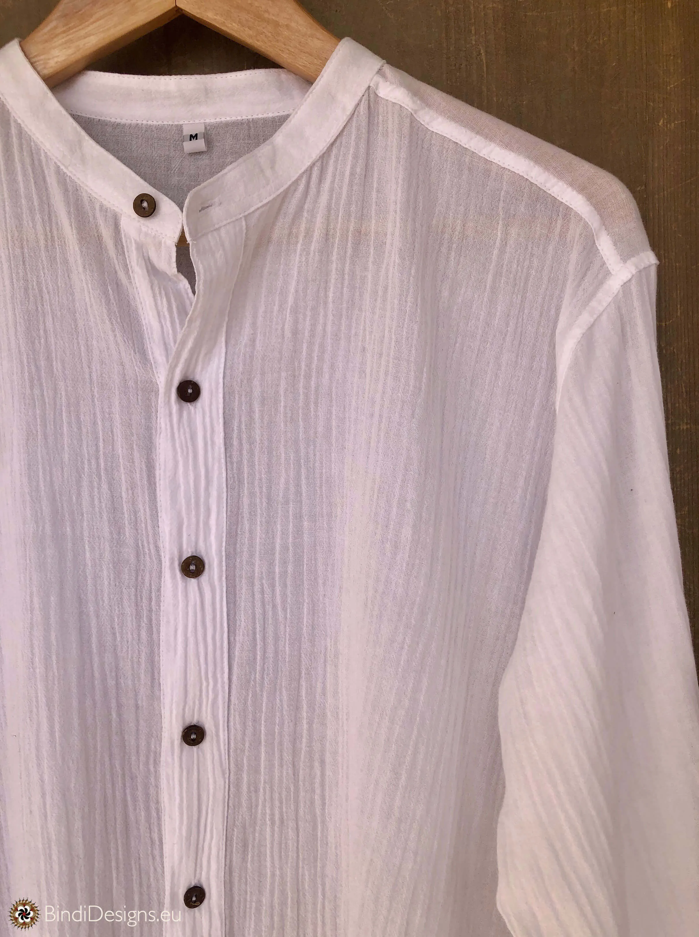 Light Cotton Shirt with Coconut Buttons White