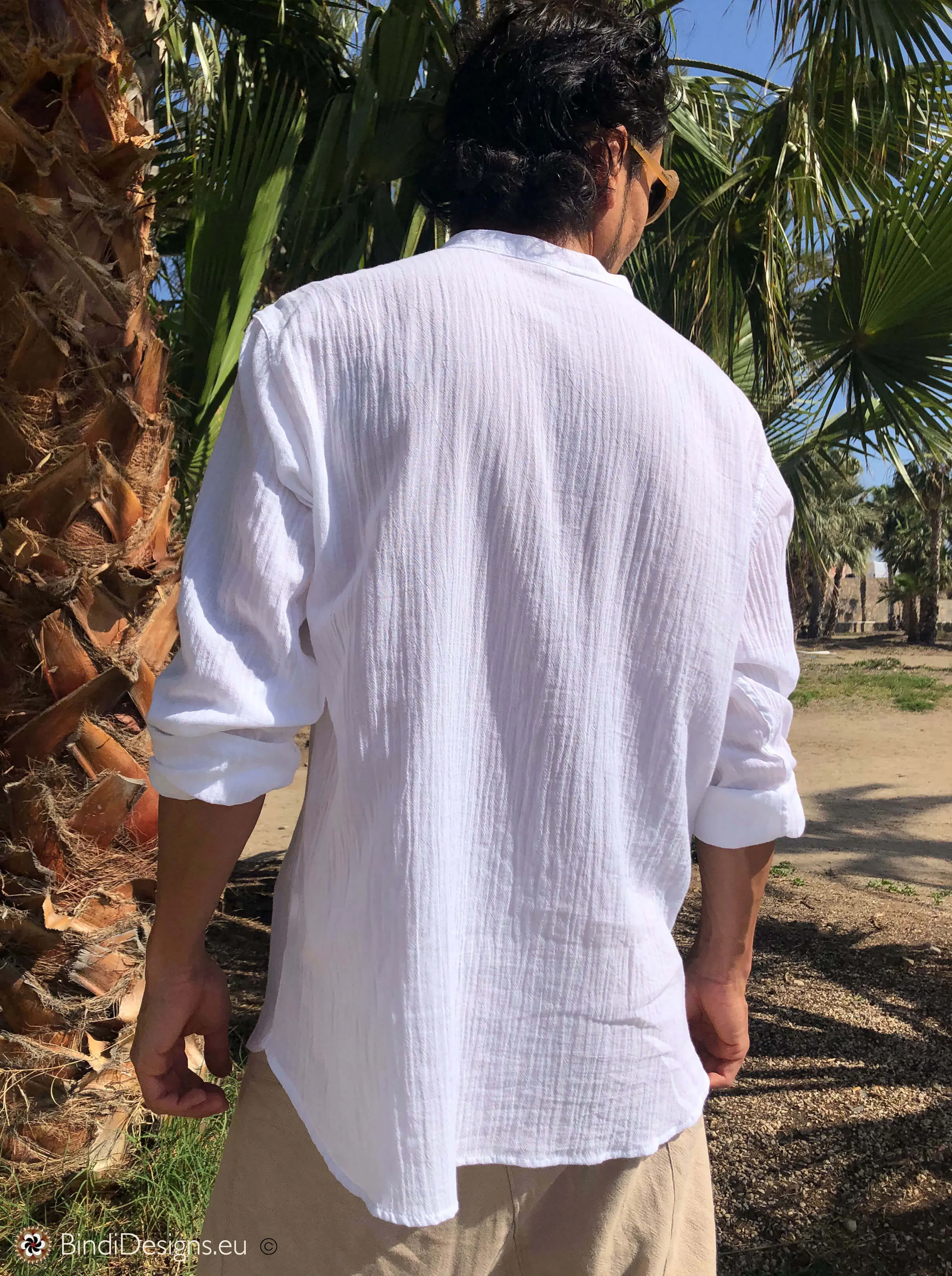 Light Cotton Shirt with Coconut Buttons White