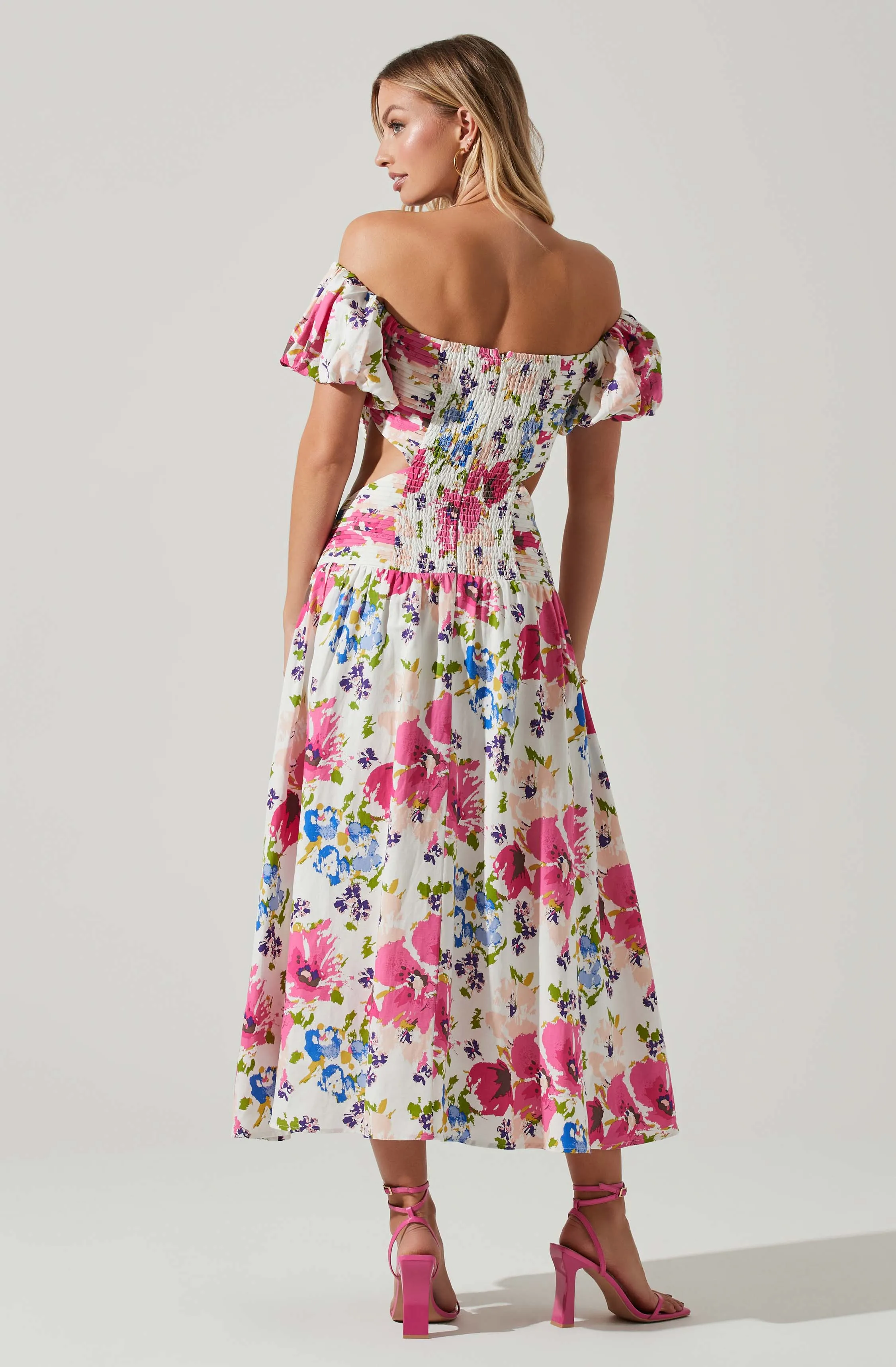 Liliosa Floral Off Shoulder Midi Dress