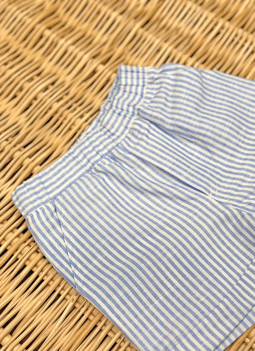 Linen Cotton Striped Shorts