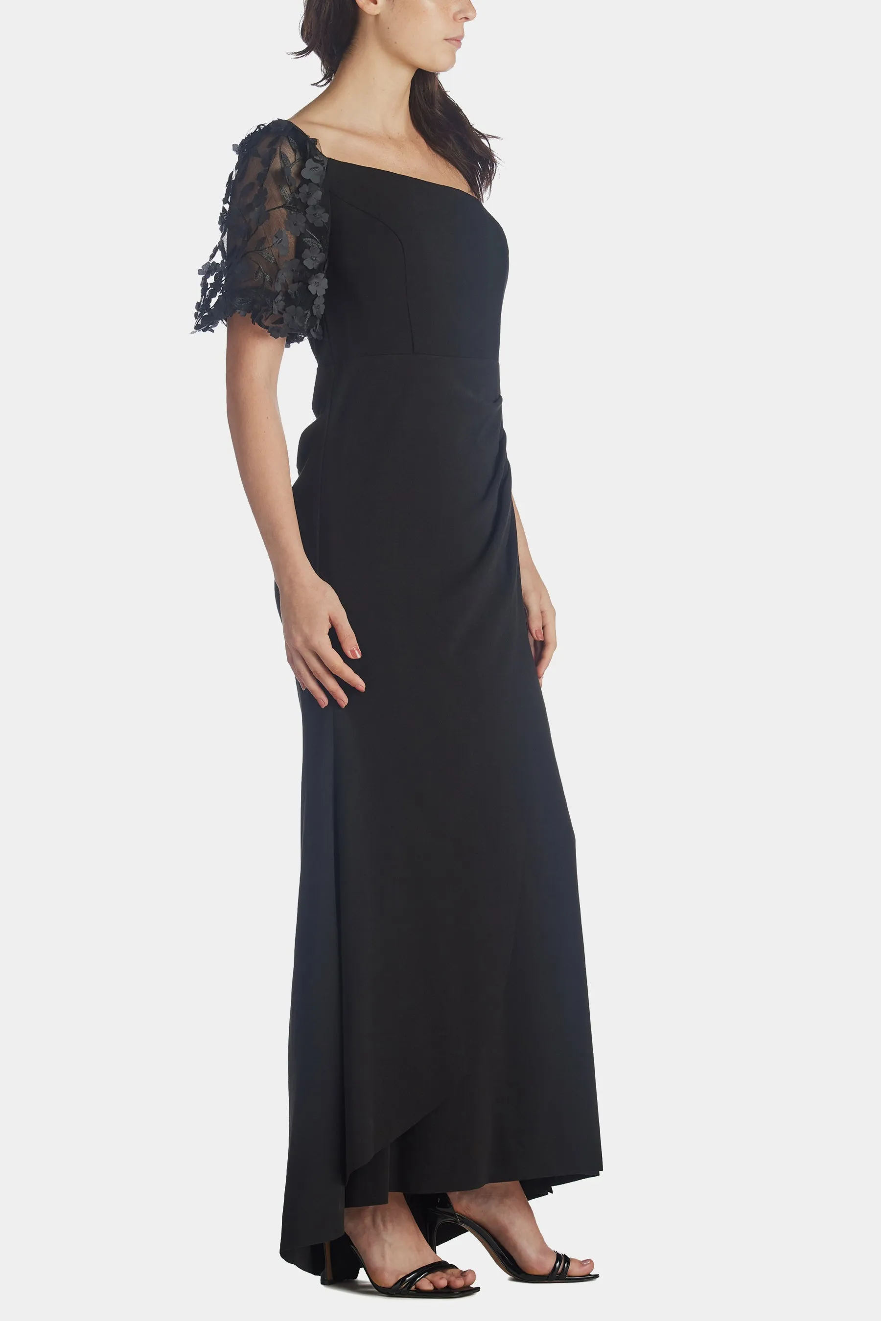 Long One Shoulder Scuba Crepe Dress