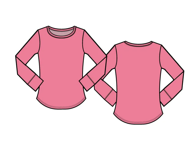 Long Sleeve Scoop Tee - Dazzle Pink