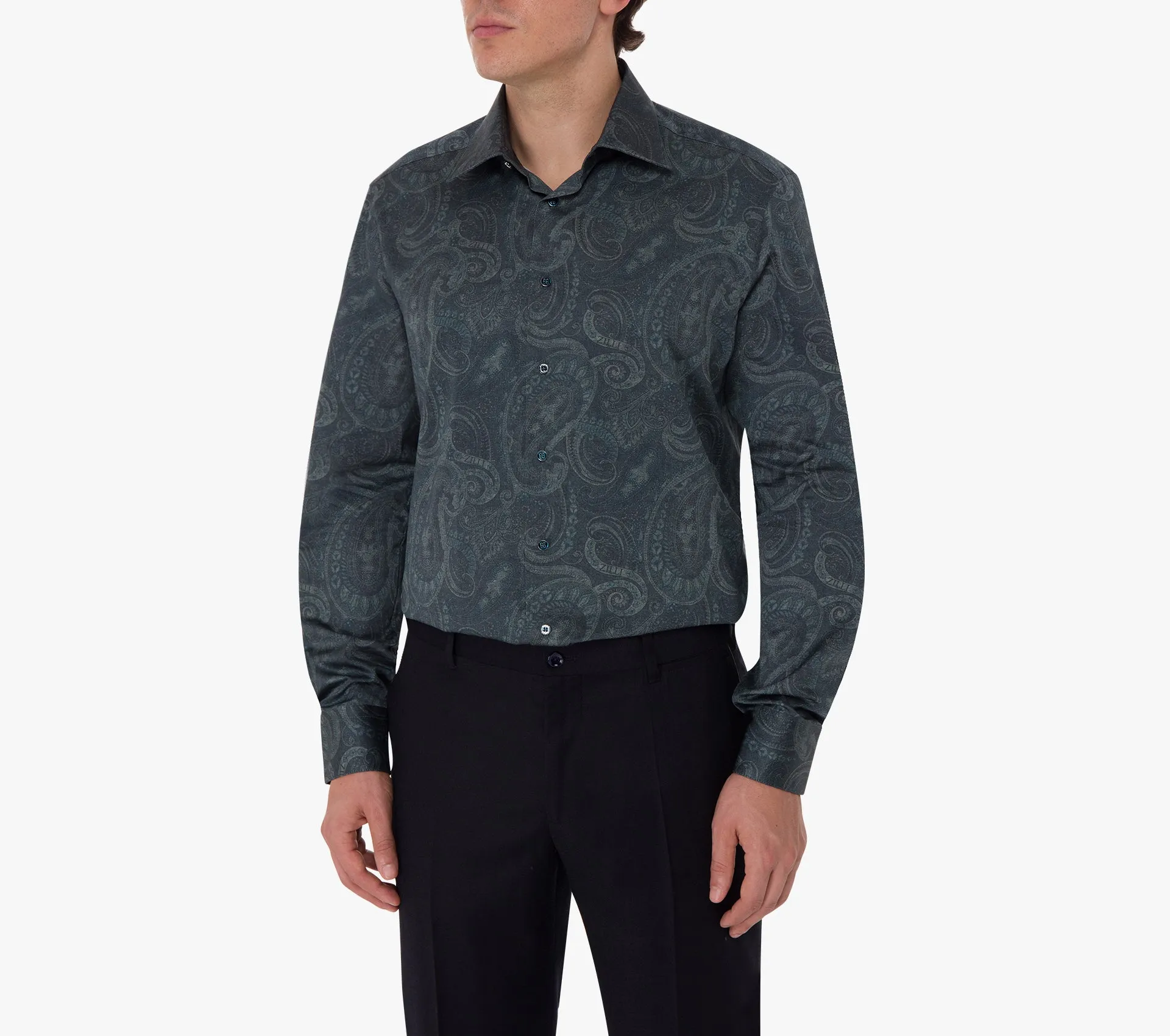 Long Sleeves Shirt with Paisley Pattern